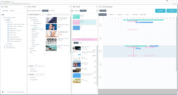 Digital signage display management software interface